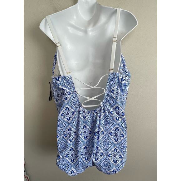 NWT La Blanca One Piece Swimsuit 22W Tummy Control Modest Cruise Strappy Back - Picture 7 of 12